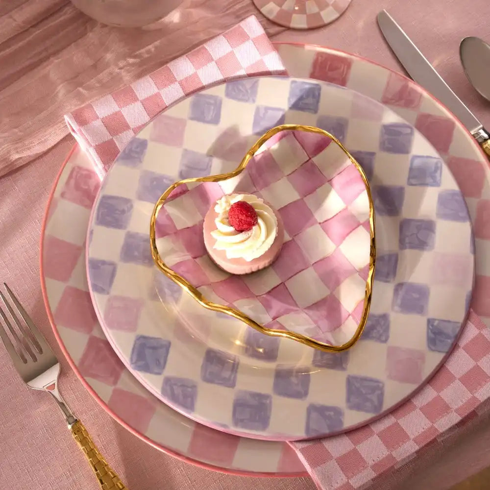 Lilac Check Dinner Plate