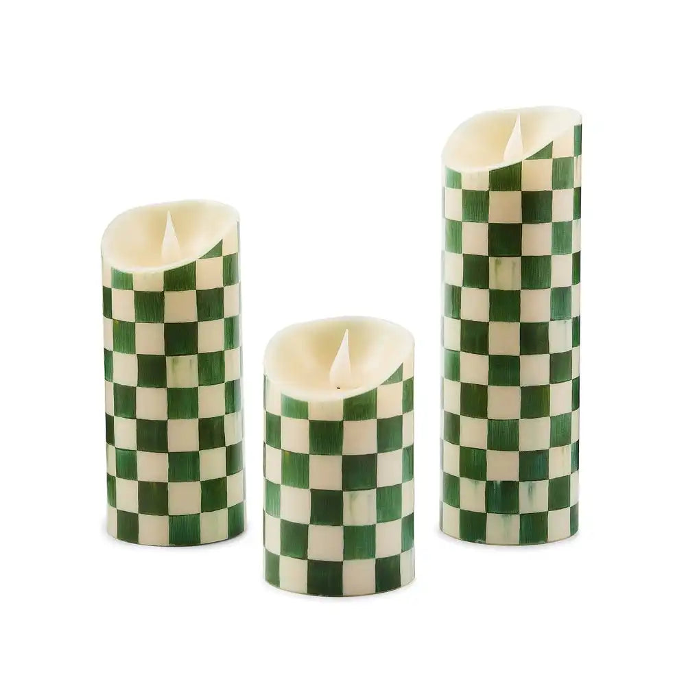Emerald Check Flameless 5" Pillar Candle Secondary image