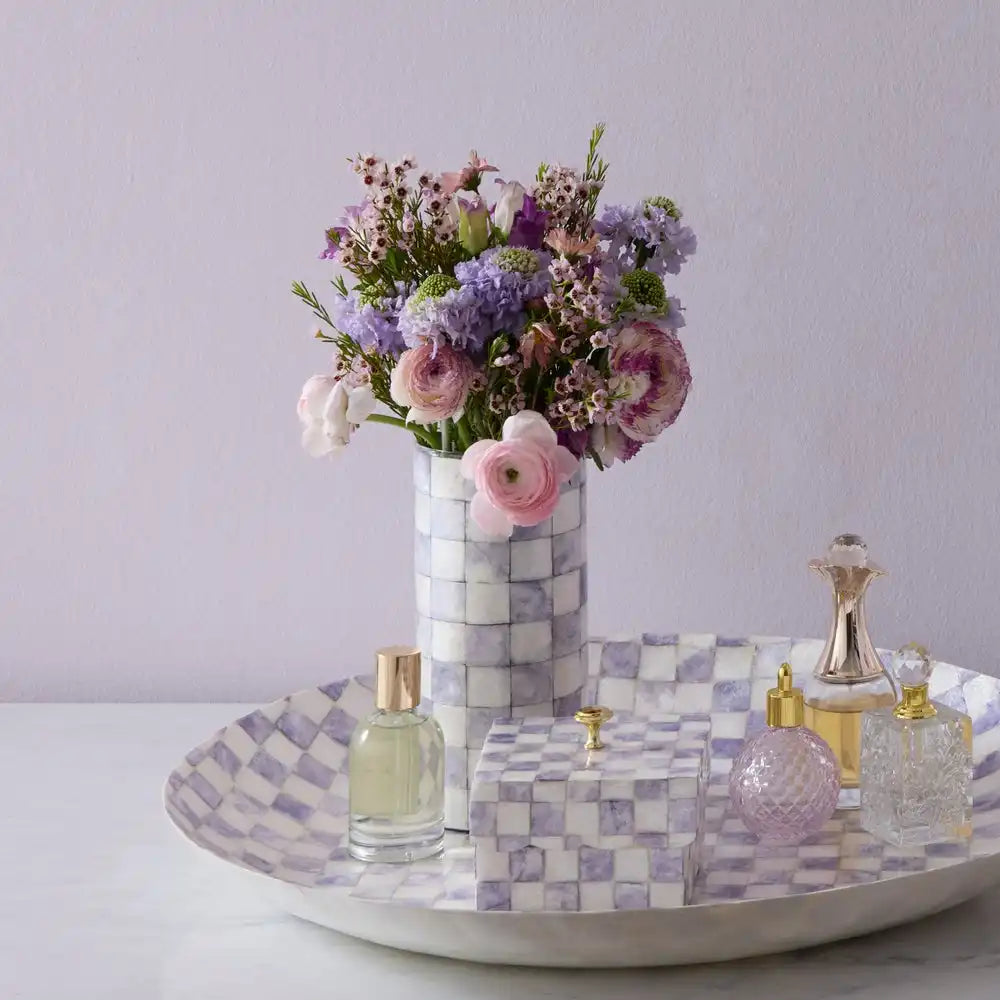 Sky Check Capiz Small Vase