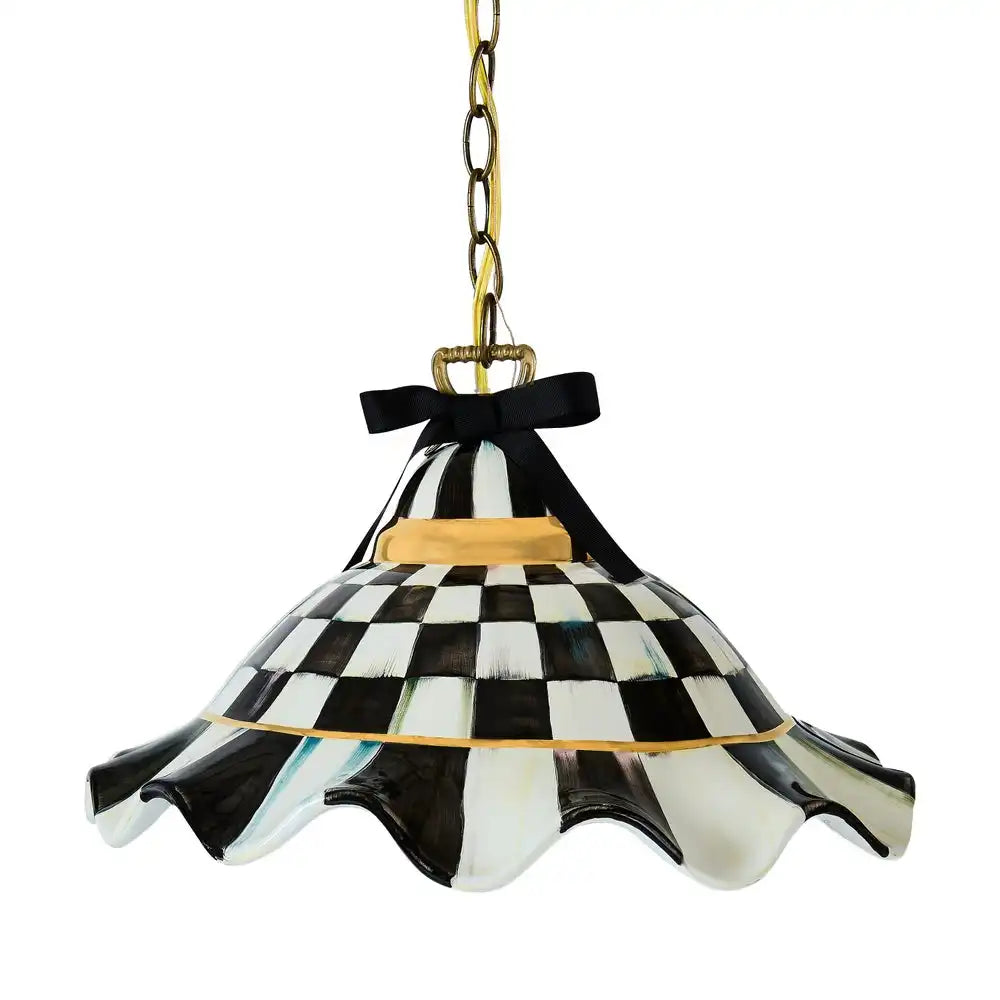 Courtly Check Ceramic Fluted Hanging Lamp