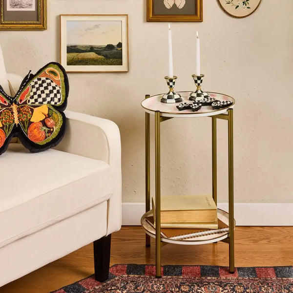 Courtly Check Enamel 2-Tier Cocktail Table