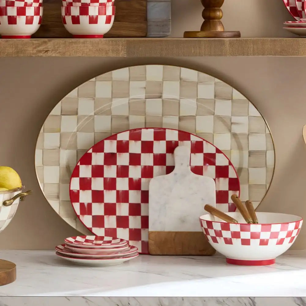 Sky Check Medium Oval Platter