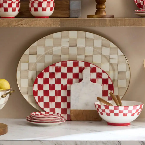 Sky Check Medium Oval Platter