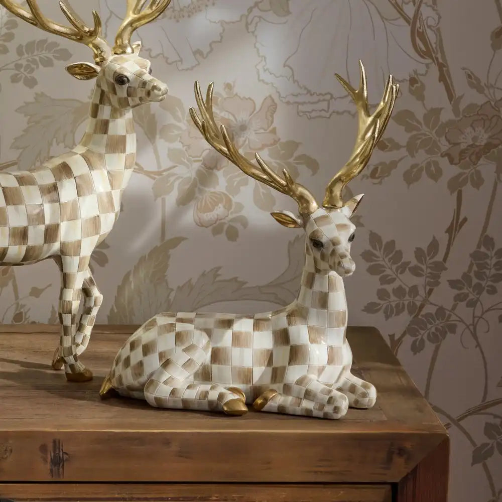 Mocha Check Resting Deer