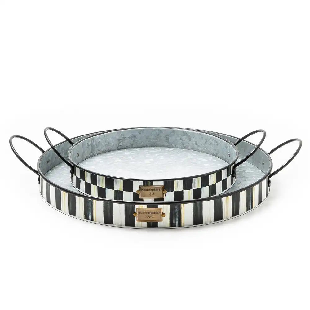 Mocha Stripe Serving Trays, Set of 2