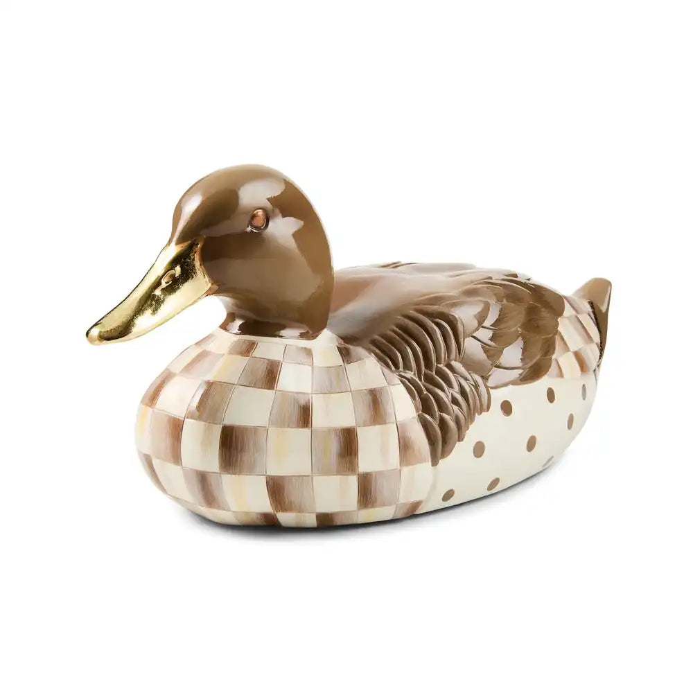 Mocha Check Mallard Duck Figurine Main image