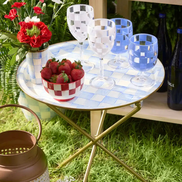 Sky Check Enamel Tilt Accent Table