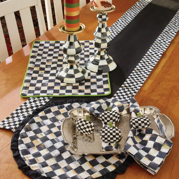 Courtly Check Black Table Runner