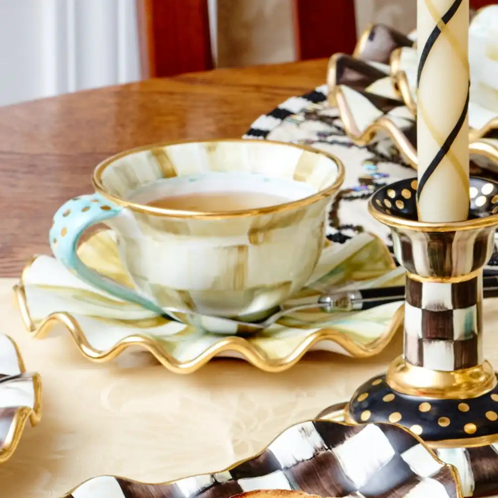 Courtly Check Ceramic Fluted Dessert Plate