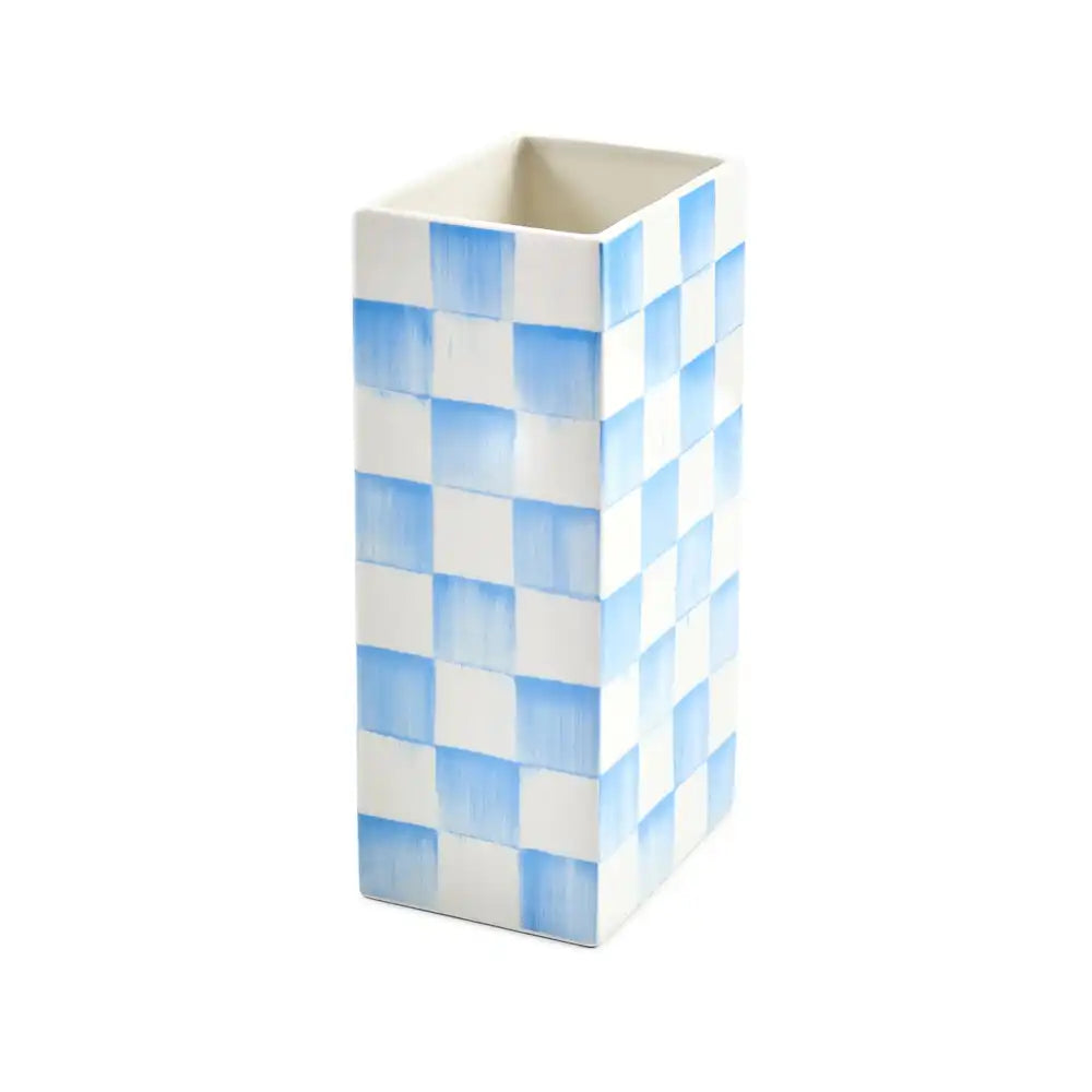 Sage Check Pillar Vase