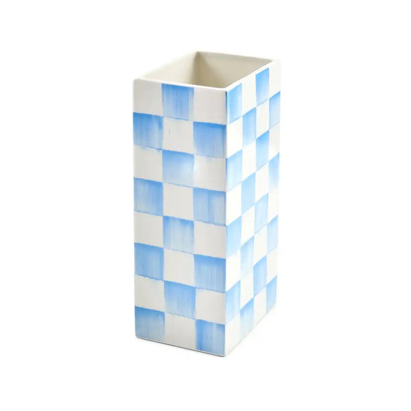 Sage Check Pillar Vase