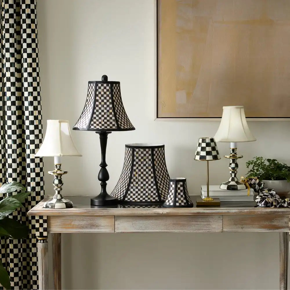 Emerald Check Candlestick Lamp