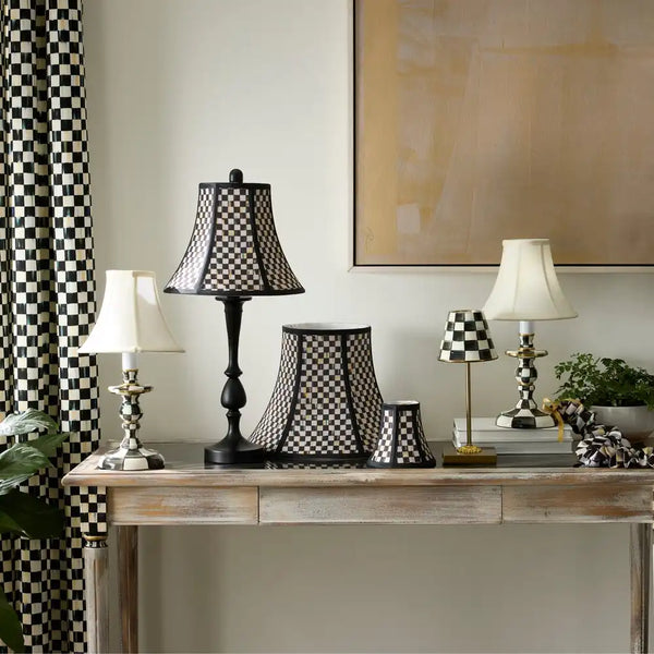 Emerald Check Candlestick Lamp