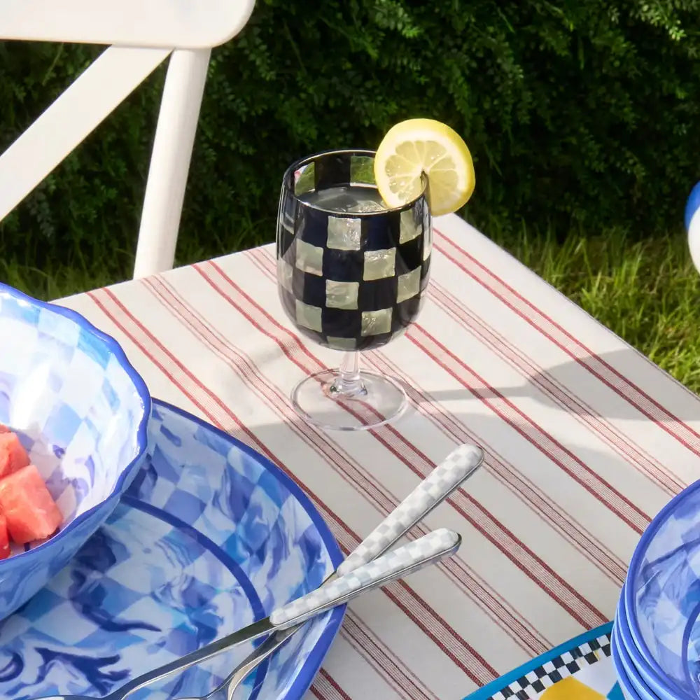 Black Check Acrylic Tumblers, Set of 4