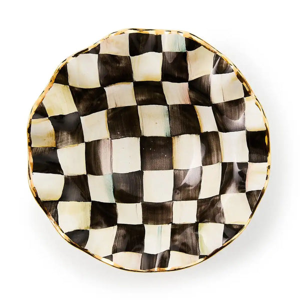 Mocha Check Ceramic Fluted Breakfast Bowl