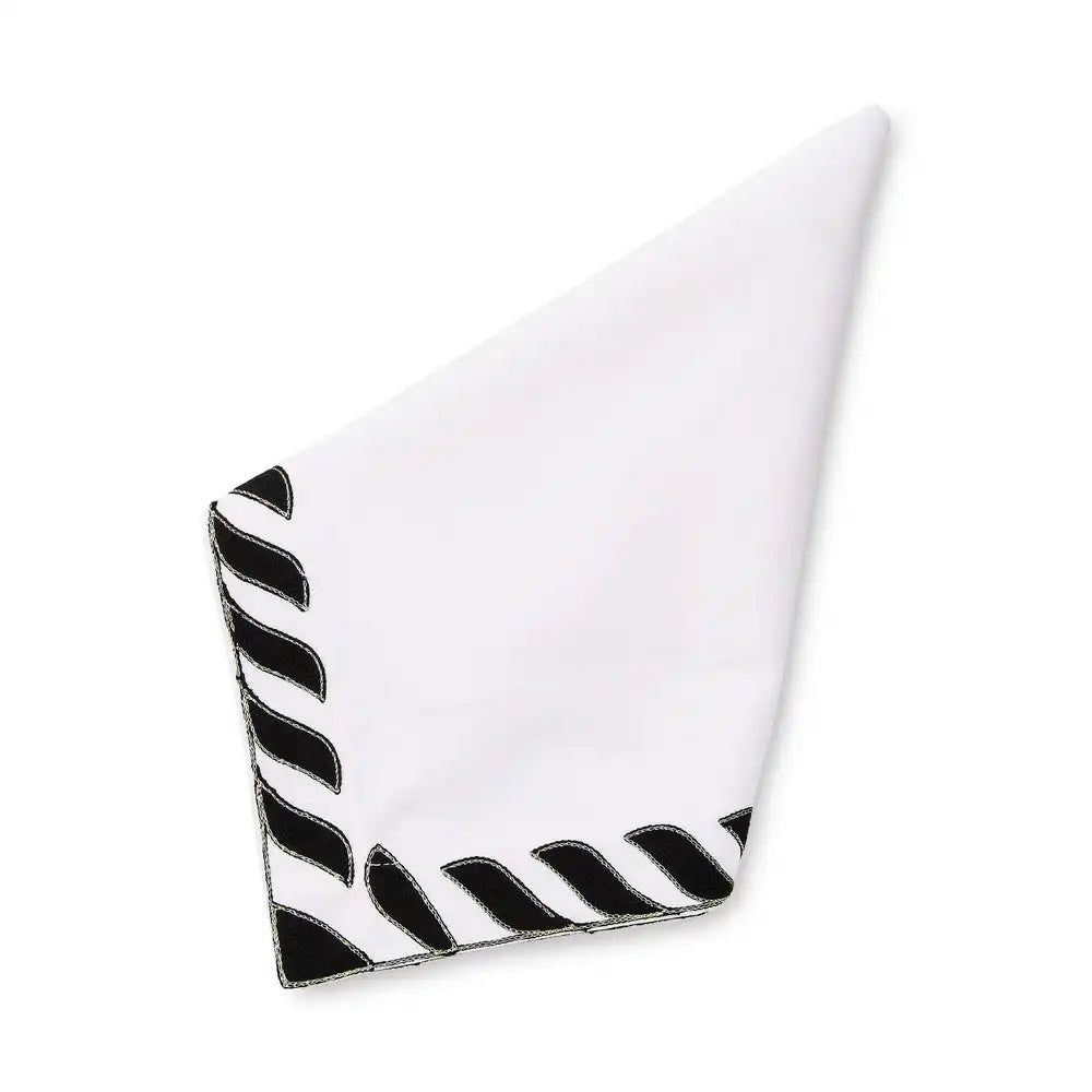 Black and White Rope Border Napkin Main image