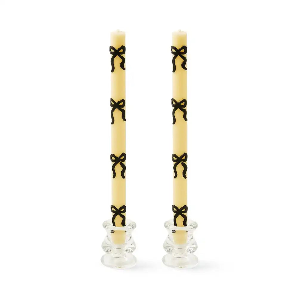 Black Bow Dinner Candles, Set of 2 Main image