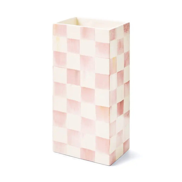 Sage Check Pillar Vase