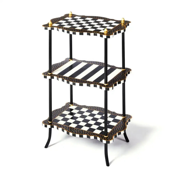 Black & White Check and Stripe 3 Tier Table