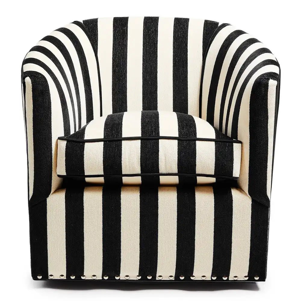Marquee Black Stripe Chenille Wing Chair