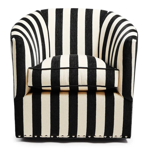 Marquee Black Stripe Chenille Wing Chair