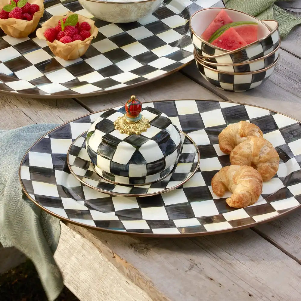 Sky Check Medium Oval Platter