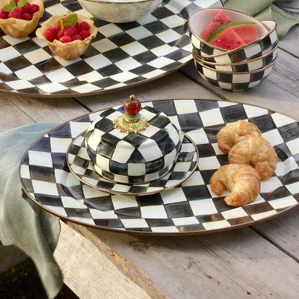 Sky Check Medium Oval Platter