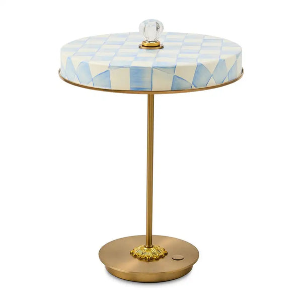 Courtly Check LED Rechargeable Disk Table Lamp