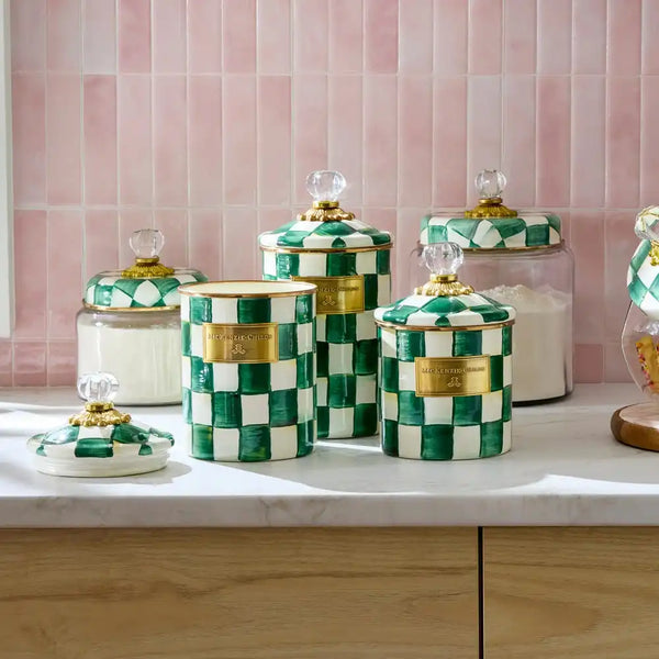 Emerald Check Small Canister