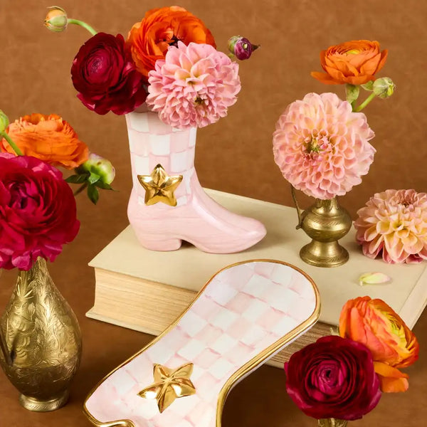 Lainey Wilson Rosy Check Cowgirl Boot Bud Vase