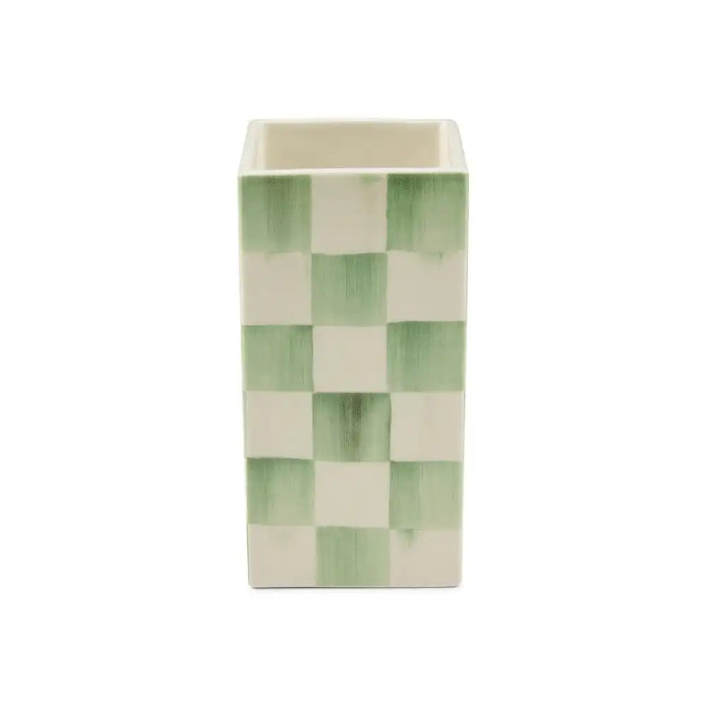 Sage Check Pillar Vase