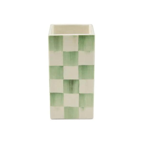 Sage Check Pillar Vase