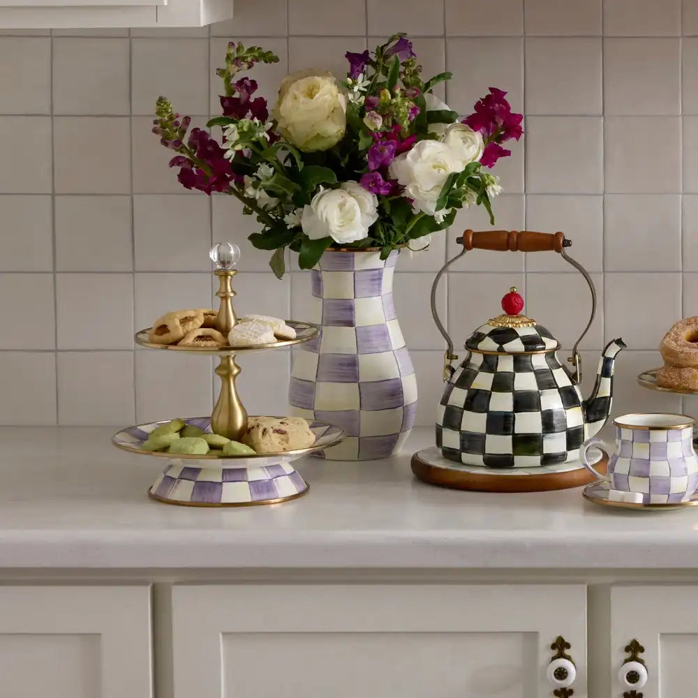 Mocha Check Tall Vase