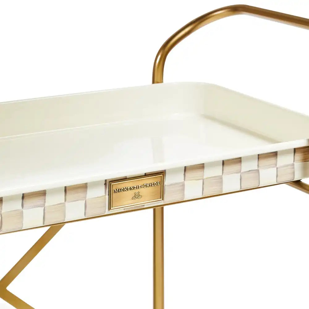 Mocha Check 3-Tier Kitchen Cart