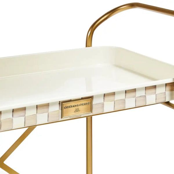 Mocha Check 3-Tier Kitchen Cart