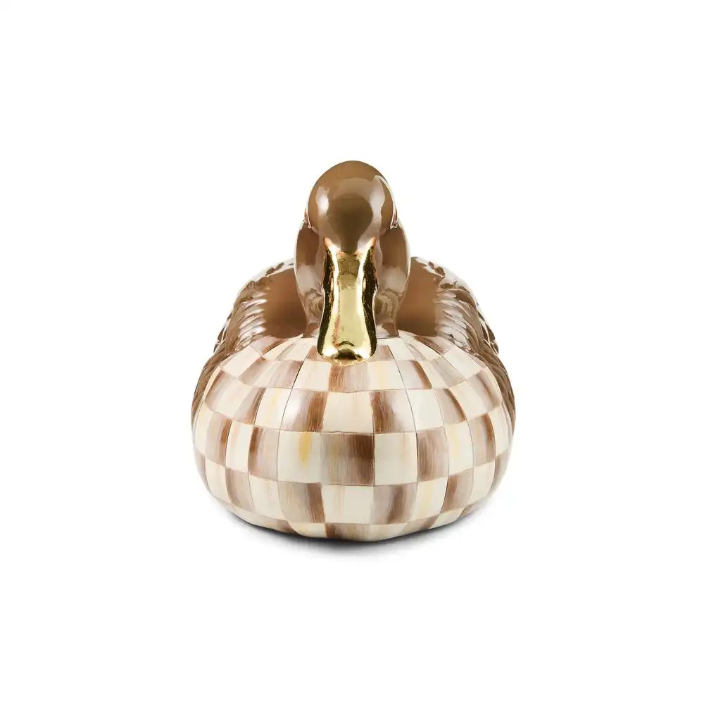 Mocha Check Mallard Duck Figurine
