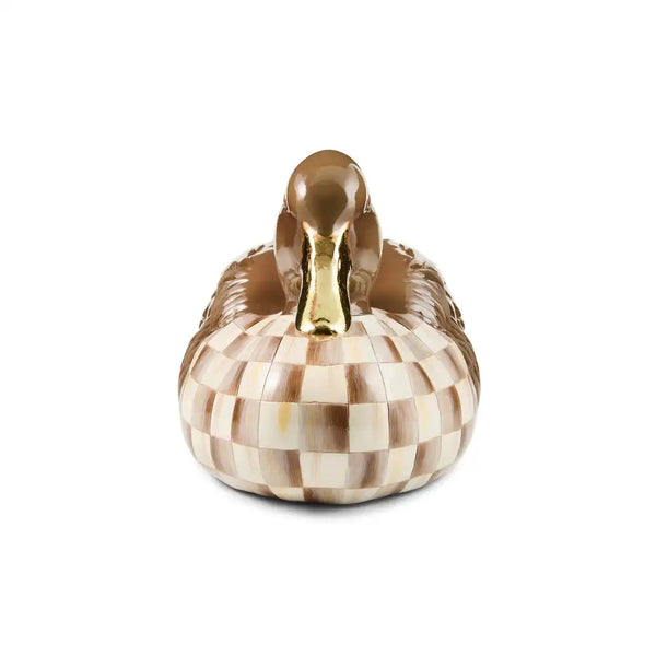 Mocha Check Mallard Duck Figurine