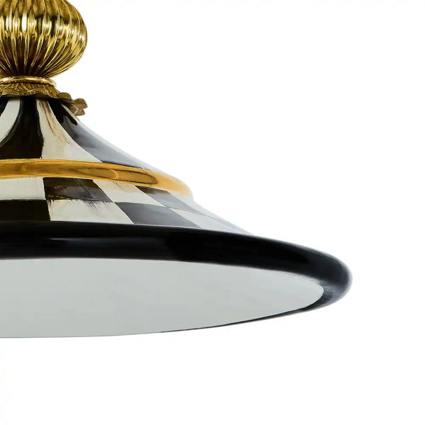 Mocha Check Flared Ceramic Pendant Lamp
