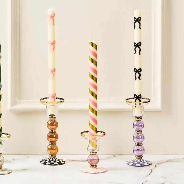 Courtly Check Large Glass Candlestick
