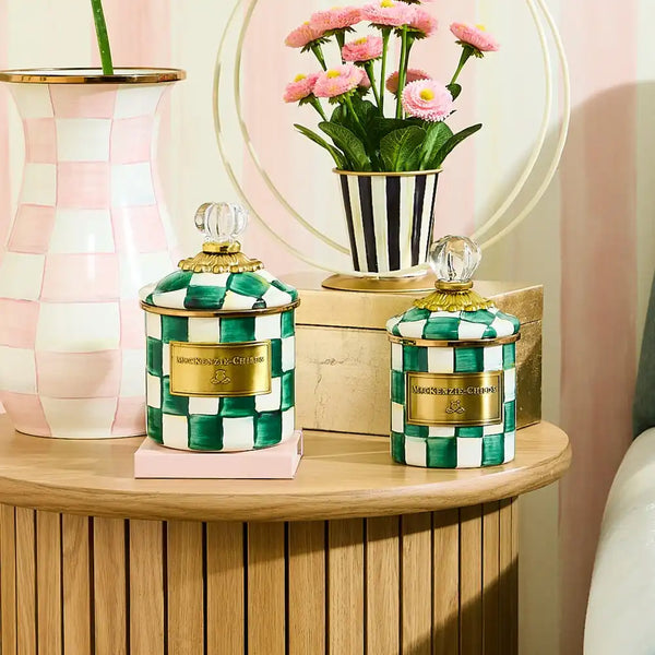Emerald Check Small Canister