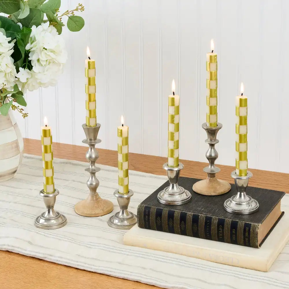 Black Check Mini Dinner Candles, Set of 6