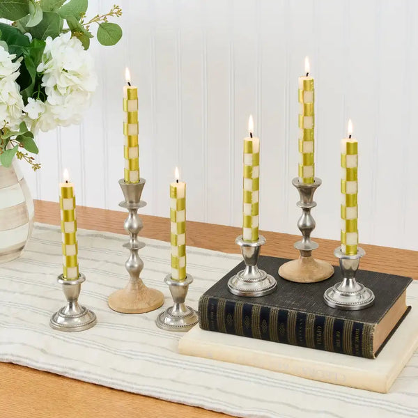 Black Check Mini Dinner Candles, Set of 6