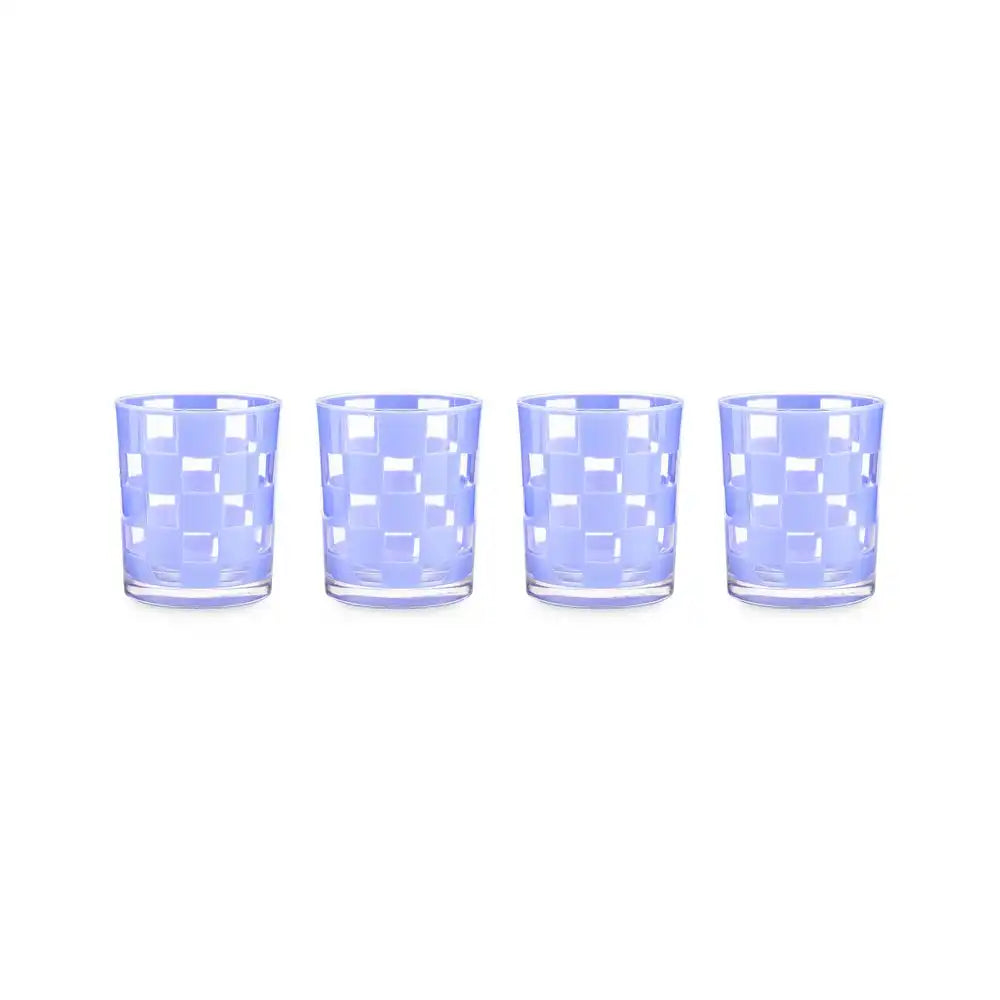 Black Check Acrylic Tumblers, Set of 4