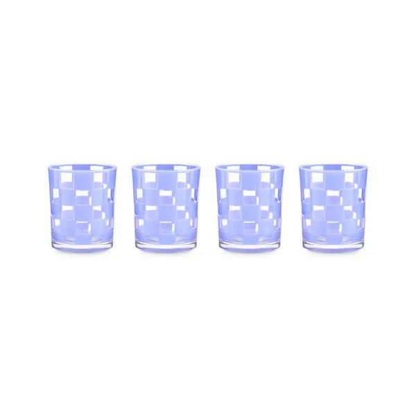 Black Check Acrylic Tumblers, Set of 4