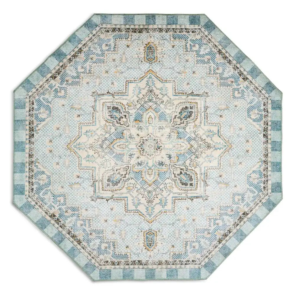 Heriz Checked Mocha 8' x 10' Washable Rug