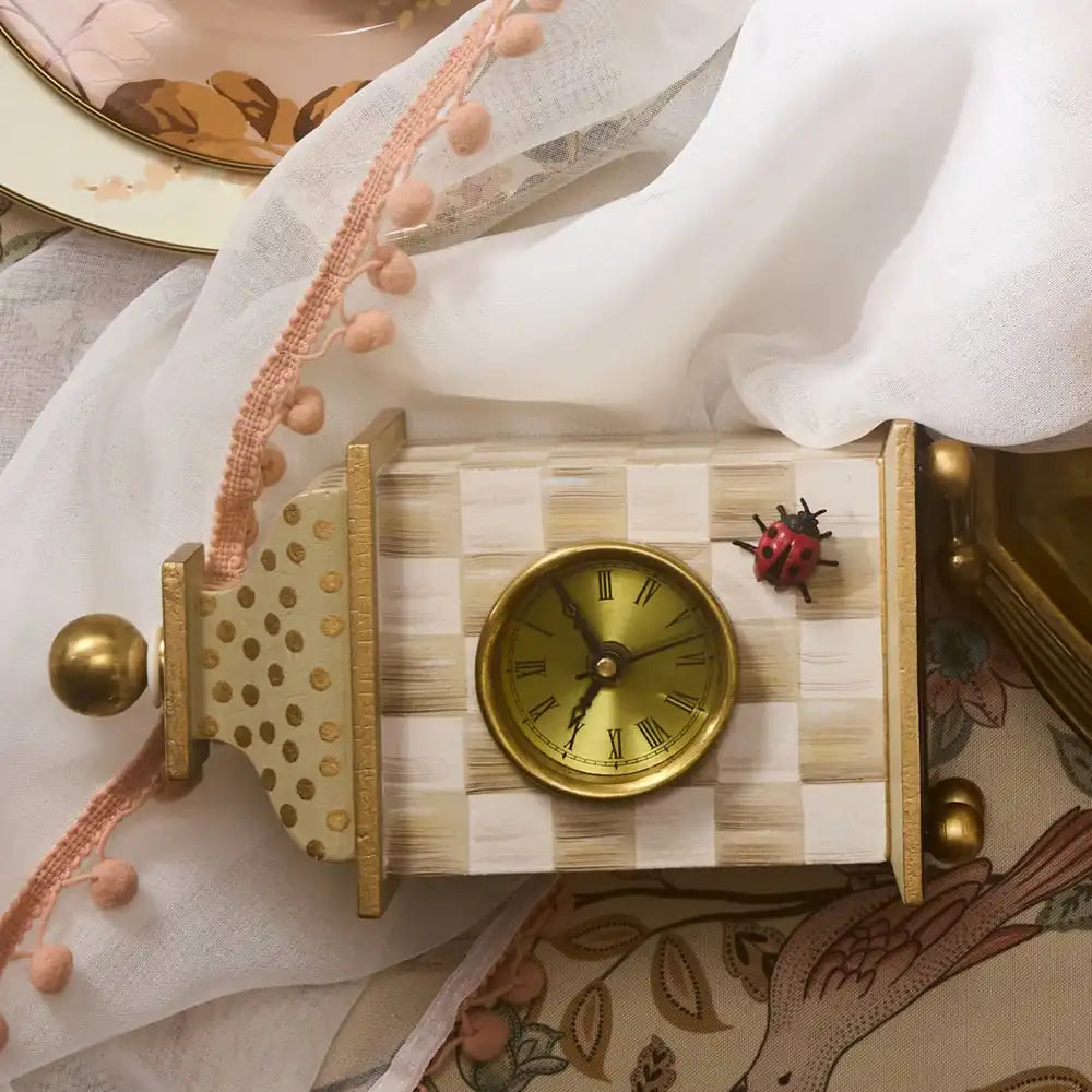Emerald Check Desk Clock