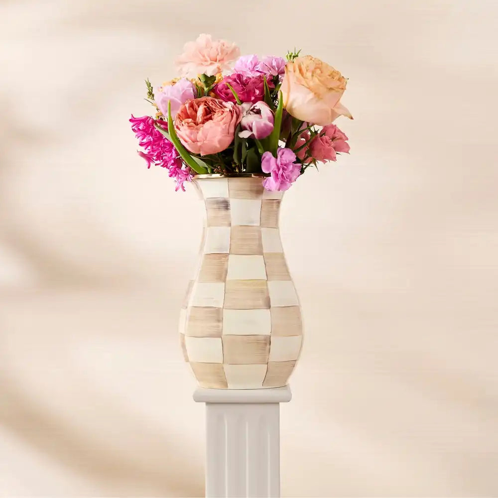 Mocha Check Tall Vase
