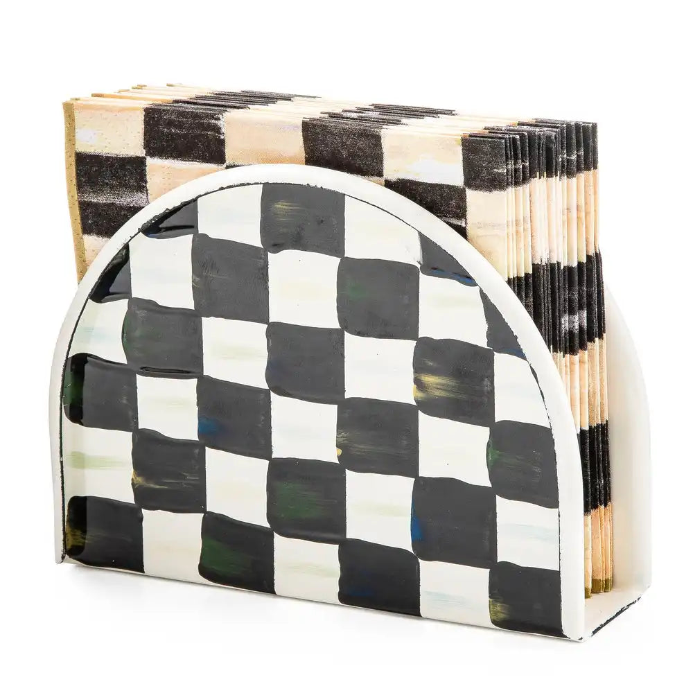 Mocha Check Napkin Holder