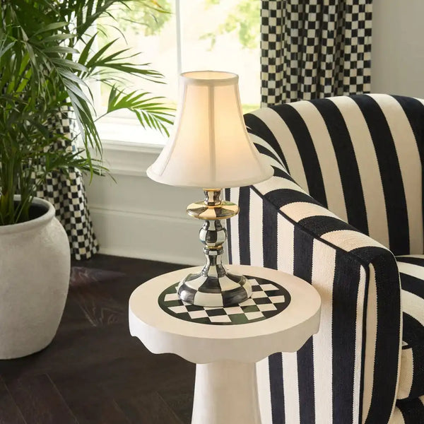 Emerald Check Candlestick Lamp