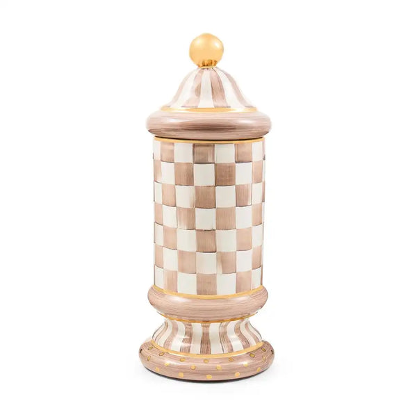 Mocha Check Ceramic Groovy Canister